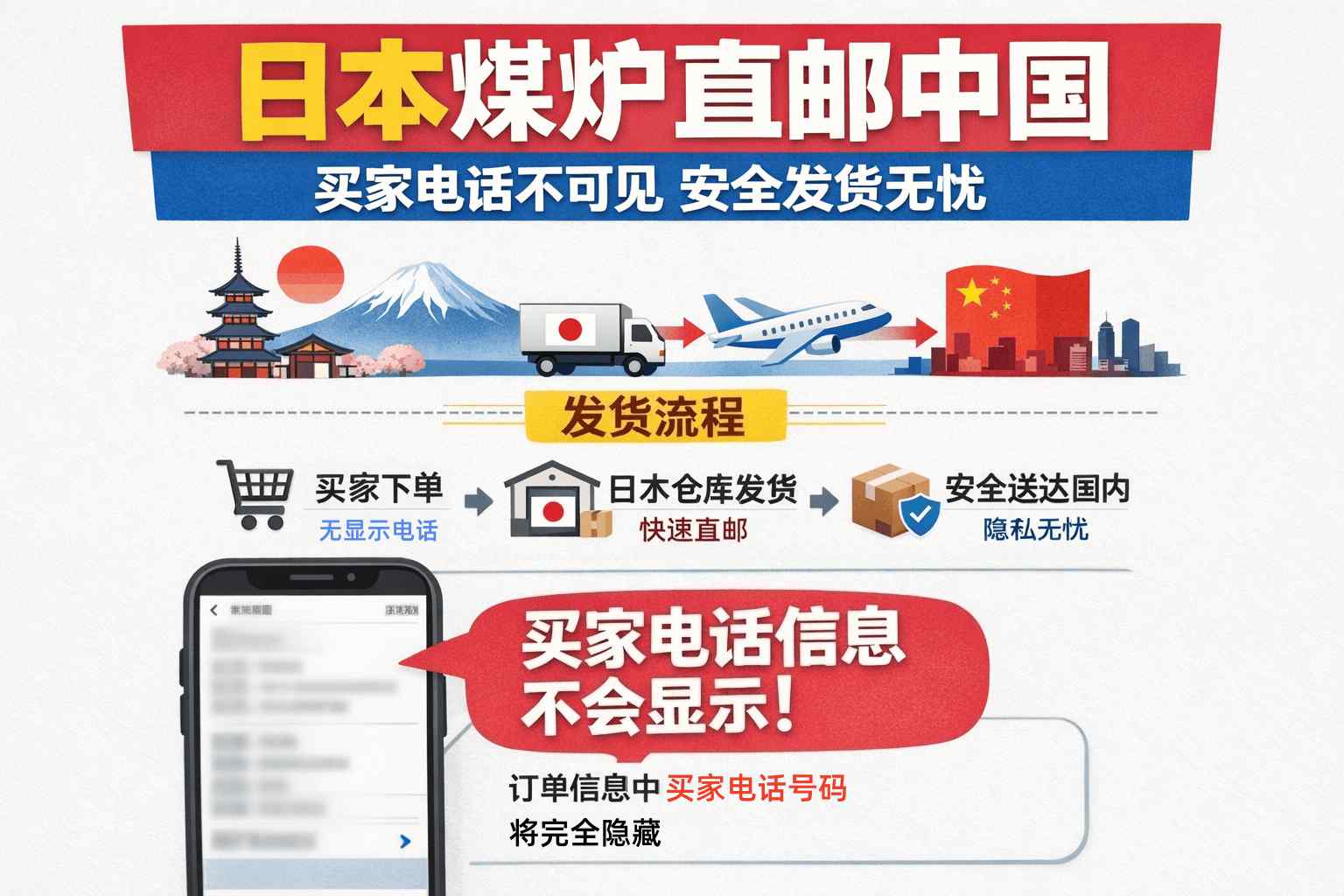 真相大白:运营日本煤炉直邮发货看不到买家电话号码,原因竟是平台“故意”隐藏!
