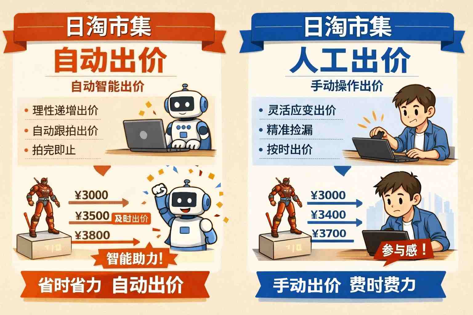 同样的钱，为什么别人总能拍到你买不到？日淘市集自动出价与人工出价的差距在这里