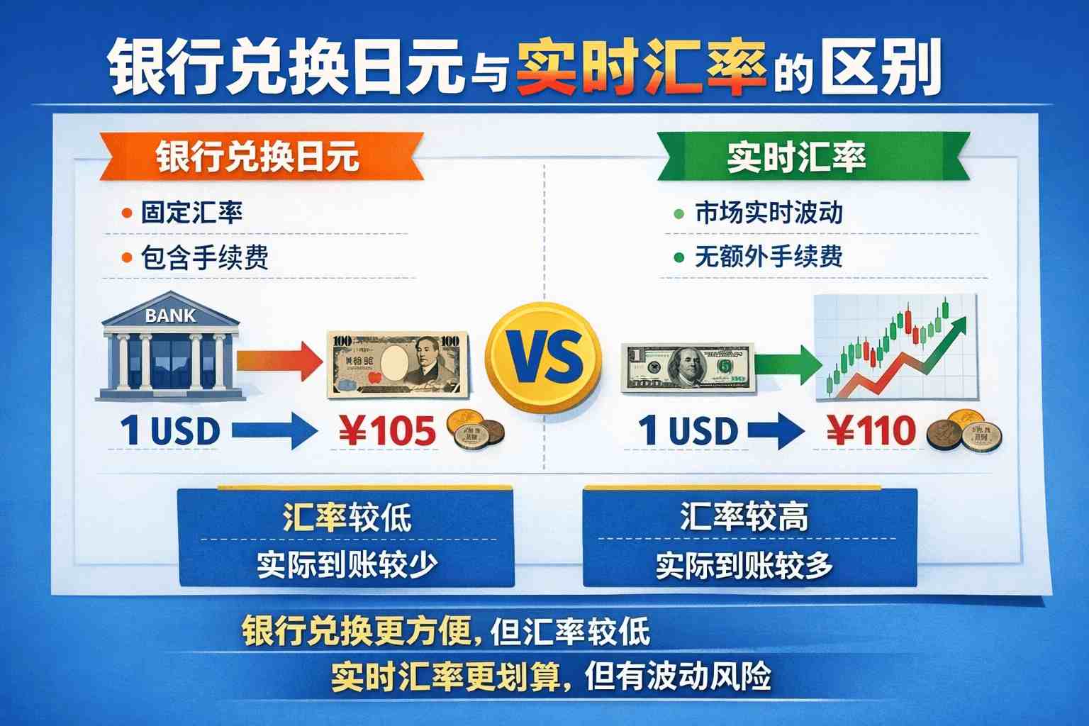 出国前必看:银行兑换日元与实时汇率的区别,选错方式可能损失上千元
